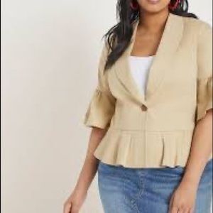 Eloquii Women’s Khaki Cotton Peplum Jacket